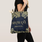 ラグジュアリーネイビーブルーと金ゴールドが輝く冬の結婚式 トートバッグ (クローズアップ)