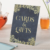 ラグジュアリーネイビーブルーと金ゴールドが輝く冬の結婚式 台座サイン (インサイチュ)