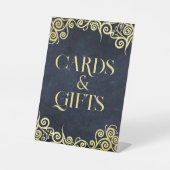 ラグジュアリーネイビーブルーと金ゴールドが輝く冬の結婚式 台座サイン (正面)