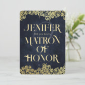 ラグジュアリーネイビーブルーと金ゴールドが輝く冬の結婚式 招待状 (スタンド正面)