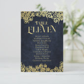 ラグジュアリーネイビーブルーと金ゴールドが輝く冬の結婚式 招待状 (スタンド正面)