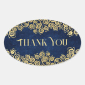 ラグジュアリーネイビーブルーと金ゴールドが輝く冬の結婚式 楕円形シール (正面)