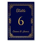 ラグジュアリーネイビーブルーと金ゴールドフレ結婚ーム テーブルナンバー (裏面)