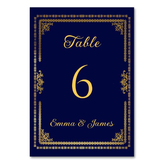 ラグジュアリーネイビーブルーと金ゴールドフレ結婚ーム テーブルナンバー (裏面)