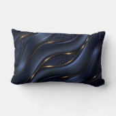 ラグジュアリーネイビーブルーと金ゴールド抽象芸術 ランバークッション (裏面)