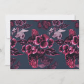 ラグジュアリーネイビーブルーアンドブルゴーニュフローラブライダルシャワー 招待状 (裏面)