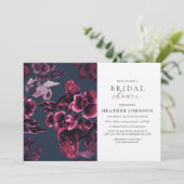ラグジュアリーネイビーブルーアンドブルゴーニュフローラブライダルシャワー 招待状 (スタンド正面)