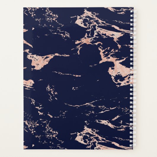 ラグジュアリーネイビーブルーバラゴールドフォイルマーブルモノグラム プランナー手帳 (裏面)