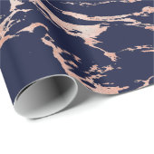 ラグジュアリーネイビーブルーバラゴールドフォイルマーブル ラッピングペーパー (ロールコーナー)