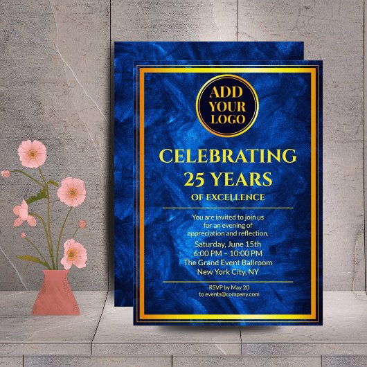 ラグジュアリーネイビーブルー企業のお祝い招待状 招待状