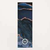 ラグジュアリーネイビーブルー金ゴールドアゲートフェイクグリッターヨガマット ヨガマット (正面)