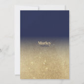 ラグジュアリーネイビーブルー金ゴールドグラデーショングリッターブライダルシャワー 招待状 (裏面)