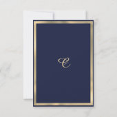 ラグジュアリーネイビーブルー金ゴールドグリッター花卒業 招待状 (裏面)