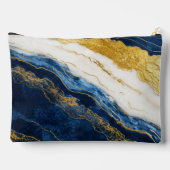 ラグジュアリーネイビーブルー&金ゴールドリーフマーブル アクセサリーポーチ (裏面)