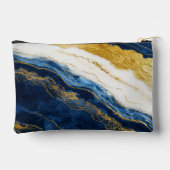 ラグジュアリーネイビーブルー&金ゴールドリーフマーブル アクセサリーポーチ (裏面)