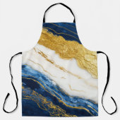 ラグジュアリーネイビーブルー&金ゴールドリーフマーブル エプロン (正面)