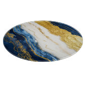 ラグジュアリーネイビーブルー&金ゴールドリーフマーブル カッティングボード (角)