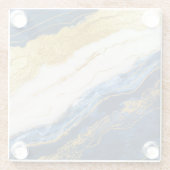 ラグジュアリーネイビーブルー&金ゴールドリーフマーブル ガラスコースター (裏面)