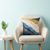 ラグジュアリーネイビーブルー&金ゴールドリーフマーブル クッション (椅子)