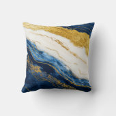 ラグジュアリーネイビーブルー&金ゴールドリーフマーブル クッション (裏面)