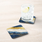 ラグジュアリーネイビーブルー&金ゴールドリーフマーブル コースター (右側)