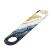 ラグジュアリーネイビーブルー&金ゴールドリーフマーブル スピード栓抜き (正面アングル)