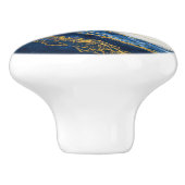 ラグジュアリーネイビーブルー&金ゴールドリーフマーブル セラミックノブ (側面)