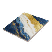 ラグジュアリーネイビーブルー&金ゴールドリーフマーブル タイル (側面)
