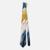 ラグジュアリーネイビーブルー&金ゴールドリーフマーブル ネクタイ (正面)