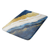 ラグジュアリーネイビーブルー&金ゴールドリーフマーブル バスマット (アングル)