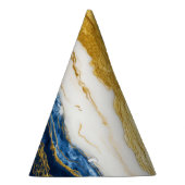 ラグジュアリーネイビーブルー&金ゴールドリーフマーブル パーティーハット (右)