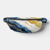 ラグジュアリーネイビーブルー&金ゴールドリーフマーブル ファニーパック (レイダウン)