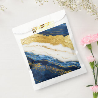 ラグジュアリーネイビーブルー&金ゴールドリーフマーブル フェイバーバッグ