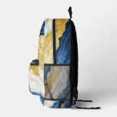 ラグジュアリーネイビーブルー&金ゴールドリーフマーブル プリントバックパック (右)