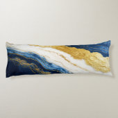 ラグジュアリーネイビーブルー&金ゴールドリーフマーブル ボディピロー (裏面)