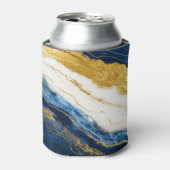 ラグジュアリーネイビーブルー&金ゴールドリーフマーブル 缶クーラー (缶正面)