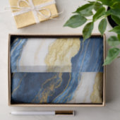 ラグジュアリーネイビーブルー&金ゴールドリーフマーブル 薄葉紙 (ギフト)