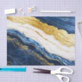 ラグジュアリーネイビーブルー&金ゴールドリーフマーブル 薄葉紙 (クラフト)