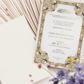 ラグジュアリーネイビー金ゴールドクリームイスラーム結婚ズ 箔招待状