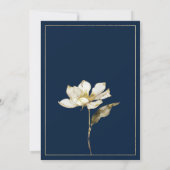 ラグジュアリーネイビー金ゴールドホワイトフラワーセーブ・ザ・デイト 招待状 (裏面)