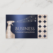 ラグジュアリーネイビー&金ゴールドハウスクリーニングサービススプレー 名刺 (正面)