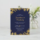 ラグジュアリーネイビー&金ゴールド結婚式招待状 招待状 (スタンド正面)