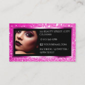 ラグジュアリーネオンピンクスパークルグリッター写真テンプレート 名刺 (裏面)