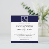 ラグジュアリーネービーモノグラムイニシャル結婚式招待状 招待状 (スタンド正面)