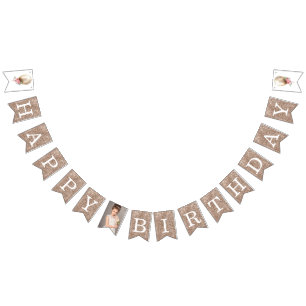ラグジュアリーハッピーバースデーフォトバルーングリッター バンティングフラッグ