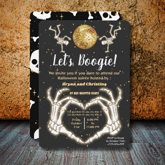 ラグジュアリーハロウィーンダンススケートズディスコボールパーティー 招待状