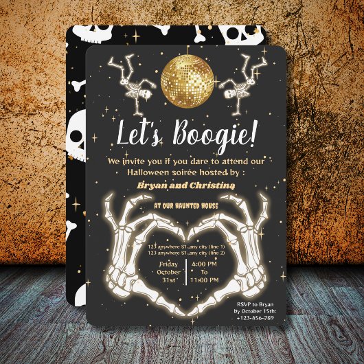 ラグジュアリーハロウィーンダンススケートズディスコボールパーティー 招待状