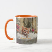 ラグジュアリーバスに乗る怠け者でラッキーハッピーレッドキャット マグカップ (左)