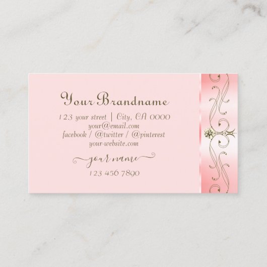 ラグジュアリーバラピンク華美ジュエきらめくリーイニシャル 名刺 (裏面)