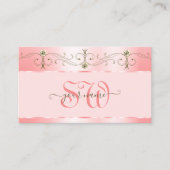 ラグジュアリーバラピンク華美ジュエきらめくリーイニシャル 名刺 (正面)